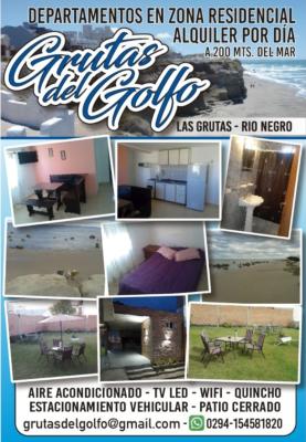 Departamento en alquiler en Las Grutas. 1 ambientes, 1 baño y capacidad de 1 a 5 personas. 